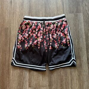 John Elliott Black Floral Basketball Shorts
